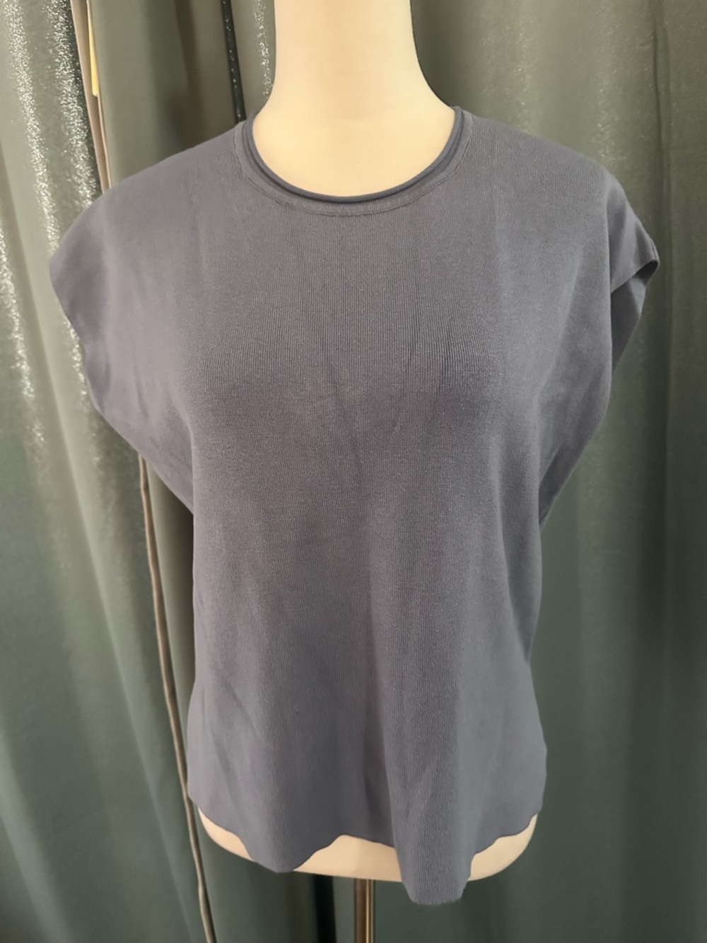 Lillusory Blue Knit Cap Sleeve Top Size Medium Lightweight Sweater Blouse